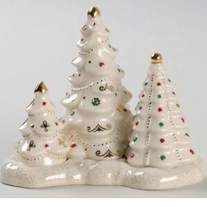 Lenox Village Treasures Mistletoe Park Series Trees - Cream and Gold